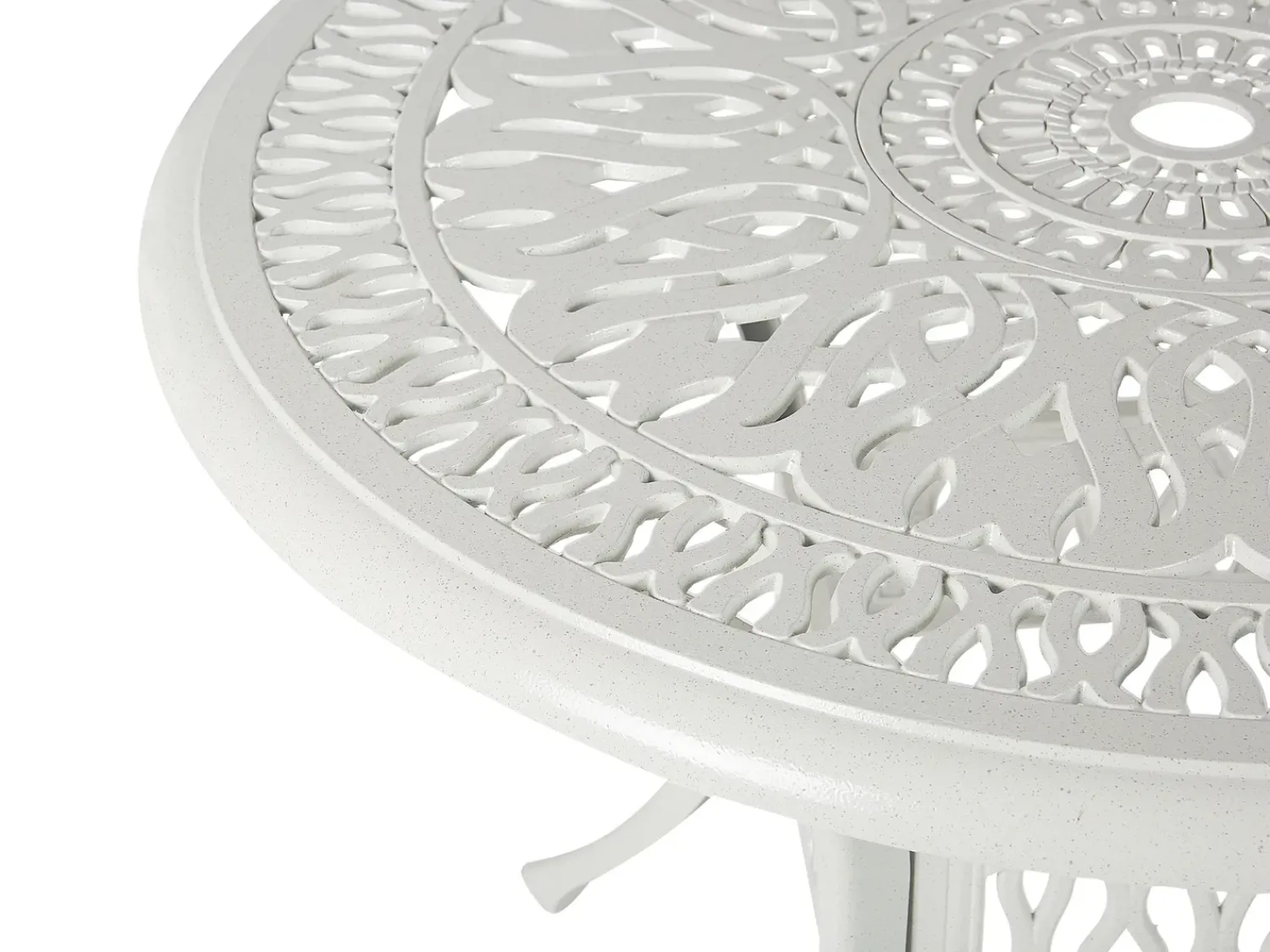 Outlet Beliani Set da pranzo da giardino 4 posti ANCONA con cuscini Metallo Bianco sporco Bianco Verde