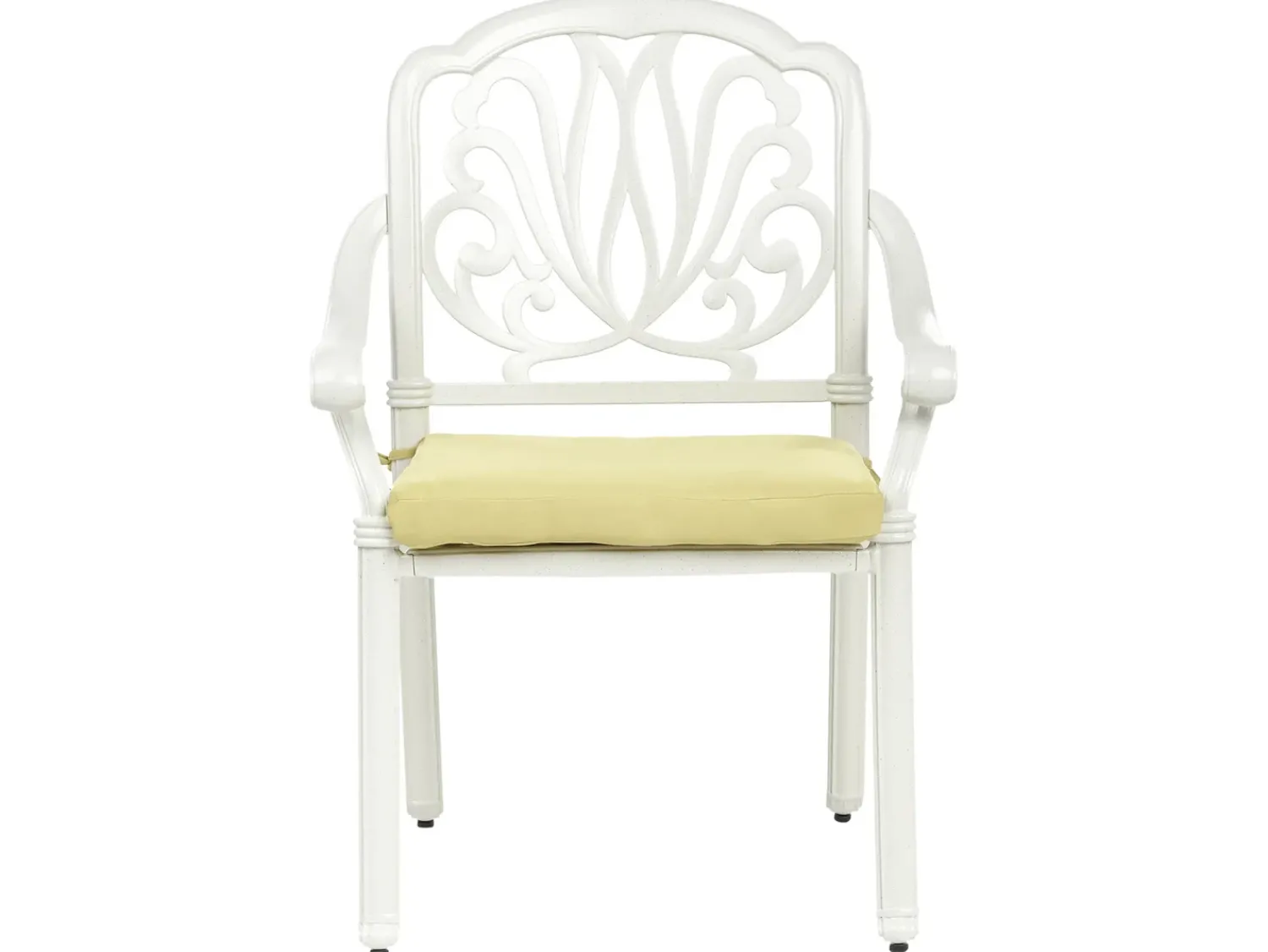 Outlet Beliani Set da pranzo da giardino 4 posti ANCONA con cuscini Metallo Bianco sporco Bianco Verde