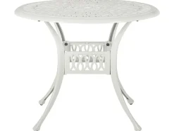 Outlet Beliani Set da pranzo da giardino 4 posti ANCONA con cuscini Metallo Bianco sporco Bianco Verde