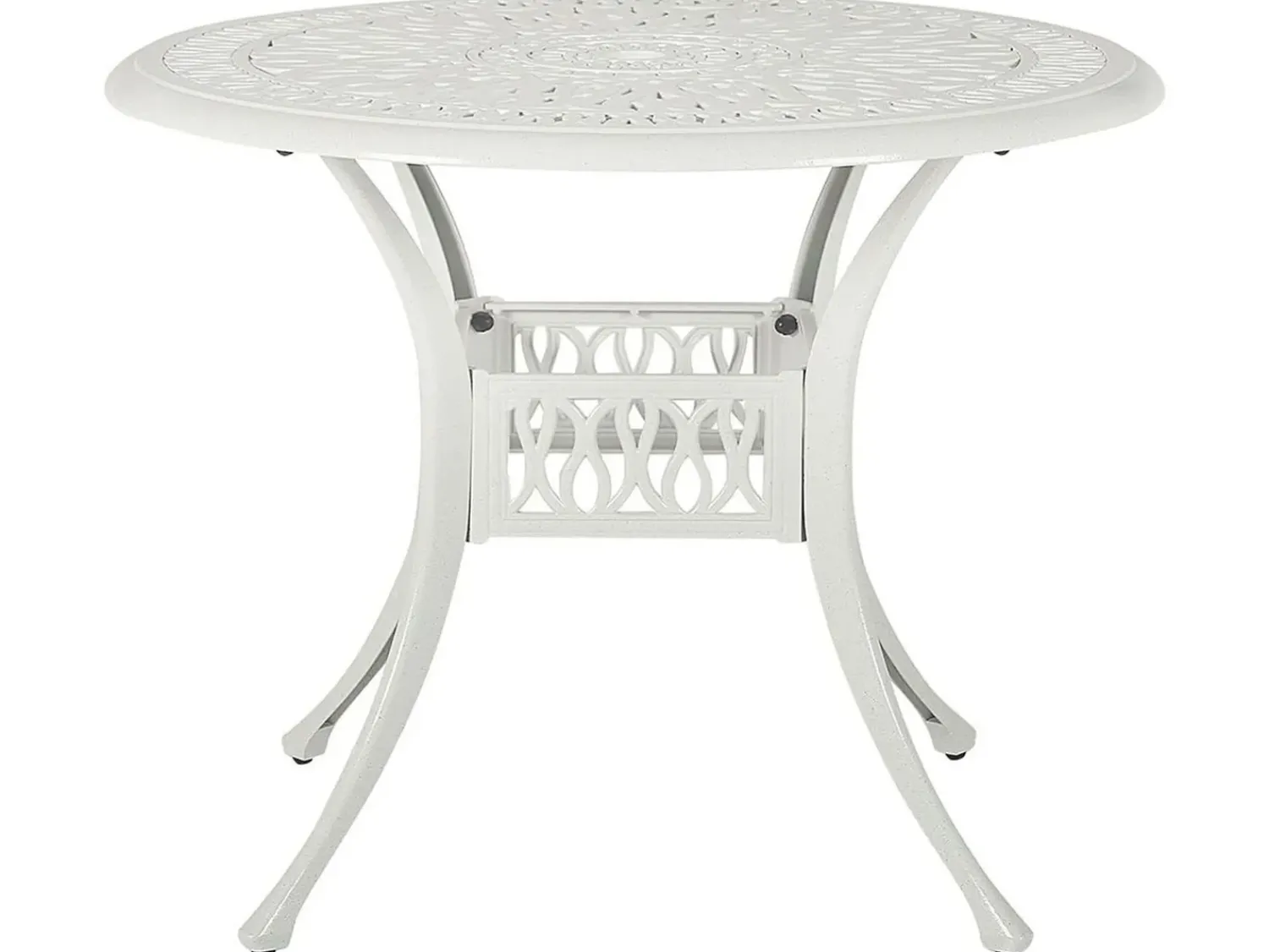 Outlet Beliani Set da pranzo da giardino 4 posti ANCONA con cuscini Metallo Bianco sporco Bianco Verde