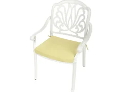 Outlet Beliani Set da pranzo da giardino 4 posti ANCONA con cuscini Metallo Bianco sporco Bianco Verde