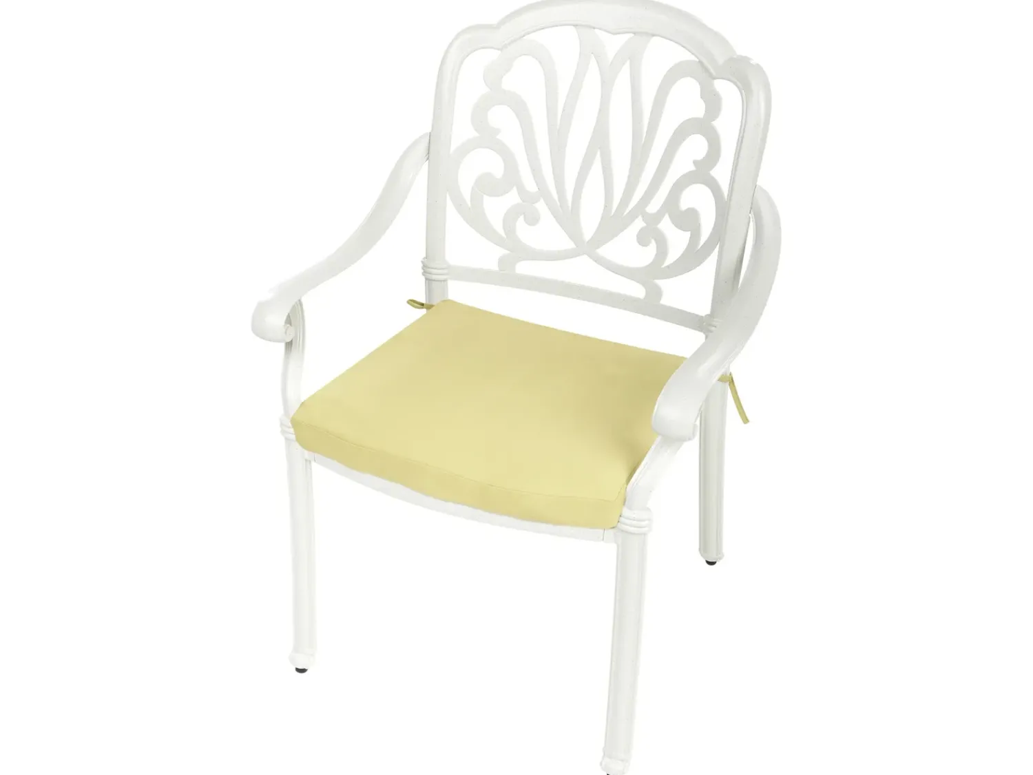 Outlet Beliani Set da pranzo da giardino 4 posti ANCONA con cuscini Metallo Bianco sporco Bianco Verde