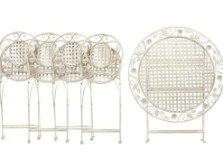 Outlet Beliani Set da pranzo da giardino 4 posti BIVIO Pieghevole Metallo sporco Bianco