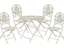 Outlet Beliani Set da pranzo da giardino 4 posti BIVIO Pieghevole Metallo sporco Bianco