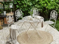 Outlet Beliani Set da pranzo da giardino 4 posti BIVIO Pieghevole Metallo sporco Bianco