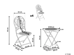 Outlet Beliani Set da pranzo da giardino 4 posti BIVIO Pieghevole Metallo sporco Bianco