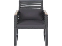 Hot Beliani Set da pranzo da giardino 4 posti CANETTO con cuscini Metallo Nero Marrone Nero