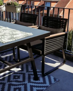 Hot Beliani Set da pranzo da giardino 4 posti CANETTO con cuscini Metallo Nero Marrone Nero