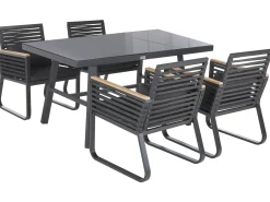 Hot Beliani Set da pranzo da giardino 4 posti CANETTO con cuscini Metallo Nero Marrone Nero