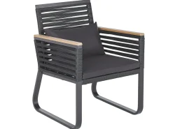 Hot Beliani Set da pranzo da giardino 4 posti CANETTO con cuscini Metallo Nero Marrone Nero