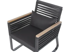 Hot Beliani Set da pranzo da giardino 4 posti CANETTO con cuscini Metallo Nero Marrone Nero