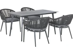 Hot Beliani Set da pranzo da giardino 4 posti MILETO con cuscini Metallo Grigio