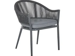 Hot Beliani Set da pranzo da giardino 4 posti MILETO con cuscini Metallo Grigio