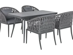 Clearance Beliani Set da pranzo da giardino 4 posti LIPARI con cuscini Metallo Grigio