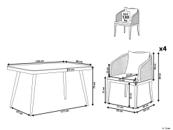 Clearance Beliani Set da pranzo da giardino 4 posti LIPARI con cuscini Metallo Grigio