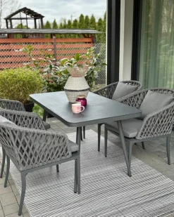 Clearance Beliani Set da pranzo da giardino 4 posti LIPARI con cuscini Metallo Grigio