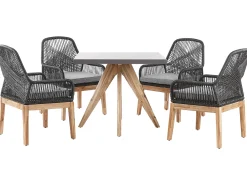 New Beliani Set da pranzo da giardino 4 posti OLBIA con cuscini Cemento Nero Grigio Marrone Nero
