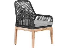 New Beliani Set da pranzo da giardino 4 posti OLBIA con cuscini Cemento Nero Grigio Marrone Nero