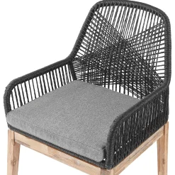 New Beliani Set da pranzo da giardino 4 posti OLBIA con cuscini Cemento Nero Grigio Marrone Nero