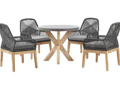 New Beliani Set da pranzo da giardino 4 posti OLBIA con cuscini Cemento Nero Grigio Marrone Nero