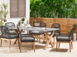 Sale Beliani Set da pranzo da giardino 6 posti OLBIA con cuscini Nero Grigio Marrone Nero