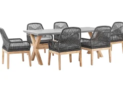 Sale Beliani Set da pranzo da giardino 6 posti OLBIA con cuscini Nero Grigio Marrone Nero