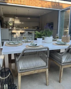 Clearance Beliani Set da pranzo da giardino 6 posti OLBIA con cuscini Beige Bianco Beige Marrone