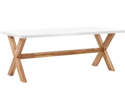 Clearance Beliani Set da pranzo da giardino 6 posti OLBIA con cuscini Beige Bianco Beige Marrone