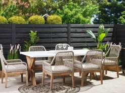 Clearance Beliani Set da pranzo da giardino 6 posti OLBIA con cuscini Beige Bianco Beige Marrone
