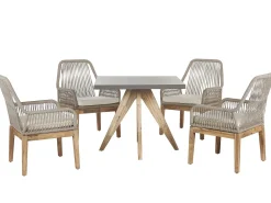 Clearance Beliani Set da pranzo da giardino 4 posti OLBIA con cuscini Cemento Beige Beige Marrone Grigio