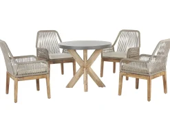 Best Beliani Set da pranzo da giardino 4 posti OLBIA con cuscini Cemento Beige Beige Marrone Grigio