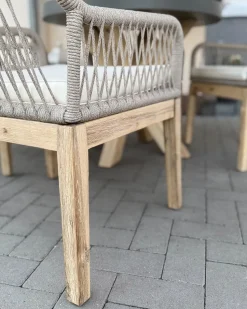 Best Beliani Set da pranzo da giardino 4 posti OLBIA con cuscini Cemento Beige Beige Marrone Grigio