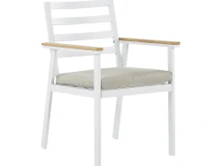 Discount Beliani Set da pranzo da giardino 4 posti CAVOLI con cuscini Metallo Beige Bianco Beige Marrone
