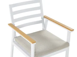 Discount Beliani Set da pranzo da giardino 4 posti CAVOLI con cuscini Metallo Beige Bianco Beige Marrone