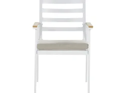 Discount Beliani Set da pranzo da giardino 4 posti CAVOLI con cuscini Metallo Beige Bianco Beige Marrone