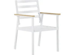 Discount Beliani Set da pranzo da giardino 4 posti CAVOLI con cuscini Metallo Beige Bianco Beige Marrone