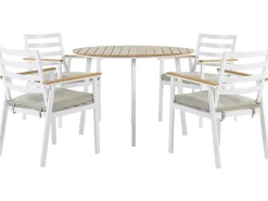 Discount Beliani Set da pranzo da giardino 4 posti CAVOLI con cuscini Metallo Beige Bianco Beige Marrone