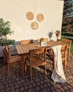 New Beliani Set da pranzo da giardino 6 posti FORNELLI Legno d'acacia Marrone