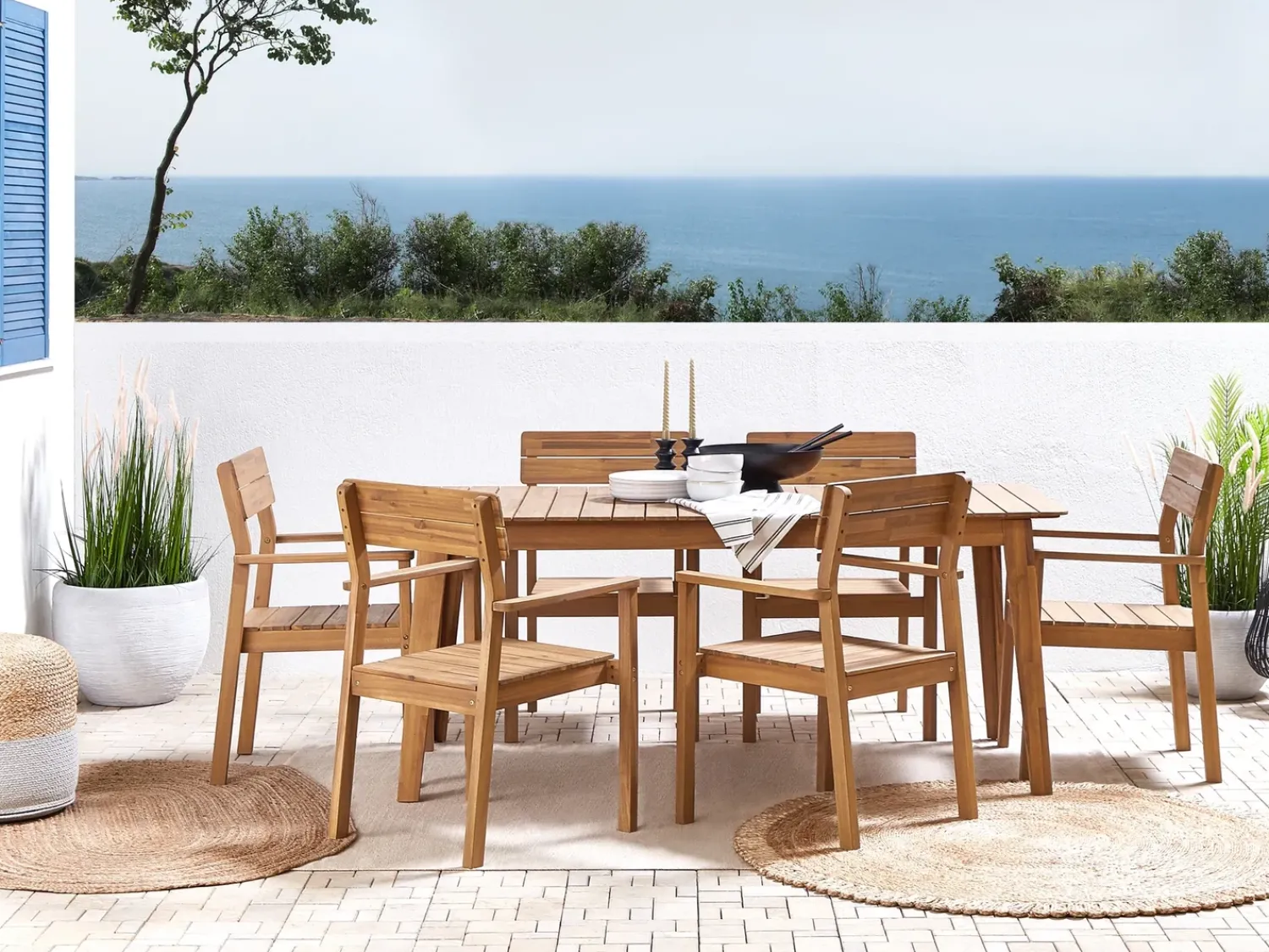 New Beliani Set da pranzo da giardino 6 posti FORNELLI Legno d'acacia Marrone