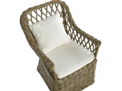 Discount Beliani Set da pranzo da giardino 6 posti MAROS/OLBIA con cuscini Cemento Marrone chiaro Bianco Beige Naturale Marrone Grigio