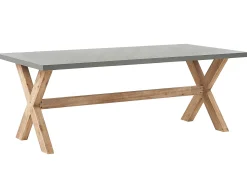 Discount Beliani Set da pranzo da giardino 6 posti MAROS/OLBIA con cuscini Cemento Marrone chiaro Bianco Beige Naturale Marrone Grigio