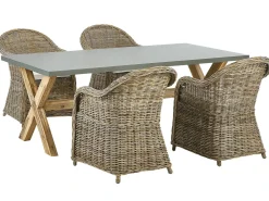 Sale Beliani Set da pranzo da giardino 4 posti SUSUA/OLBIA con cuscini Cemento Marrone chiaro Bianco Beige Naturale Marrone Grigio