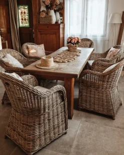 Online Beliani Set da pranzo da giardino 6 posti SUSUA/OLBIA con cuscini Cemento Marrone chiaro Bianco Beige Naturale Marrone Grigio