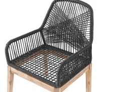 Clearance Beliani Set da pranzo da giardino 6 posti OLBIA con cuscini Nero Bianco Marrone Nero