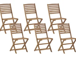 Hot Beliani Set da pranzo da giardino 6 posti TOLVE con Ombrellone (12 opzioni) Legno d'acacia Marrone Beige Marrone
