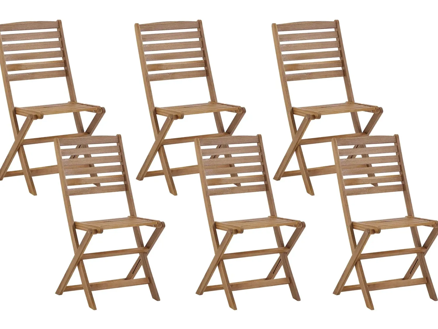 Hot Beliani Set da pranzo da giardino 6 posti TOLVE con Ombrellone (12 opzioni) Legno d'acacia Marrone Beige Marrone