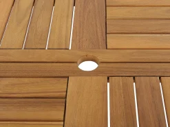 Hot Beliani Set da pranzo da giardino 6 posti TOLVE con Ombrellone (12 opzioni) Legno d'acacia Marrone Beige Marrone
