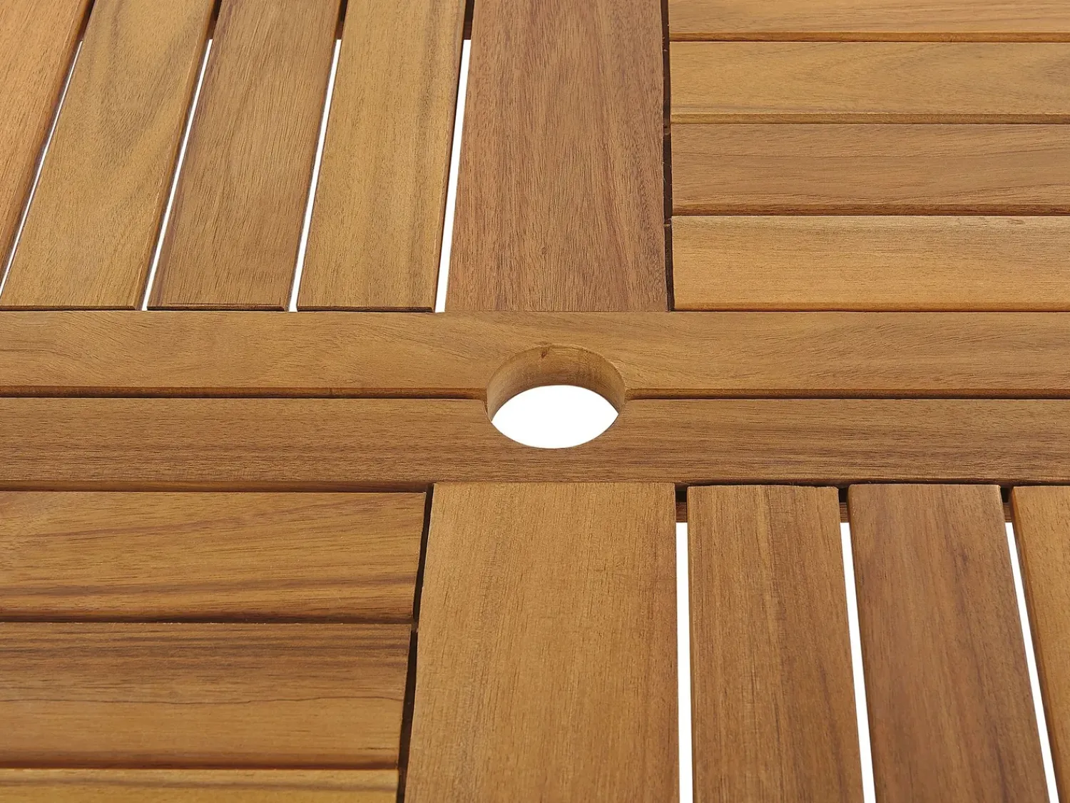 Hot Beliani Set da pranzo da giardino 6 posti TOLVE con Ombrellone (12 opzioni) Legno d'acacia Marrone Beige Marrone