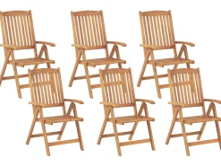 Best Beliani Set da pranzo da giardino 6 posti JAVA con Ombrellone (12 opzioni) Legno d'acacia Marrone chiaro Beige Marrone