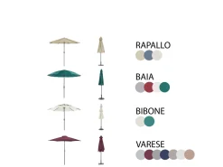 Outlet Beliani Set da pranzo da giardino 4 posti SAPRI con Ombrellone (16 opzioni) Metallo Marrone scuro Beige Verde Marrone